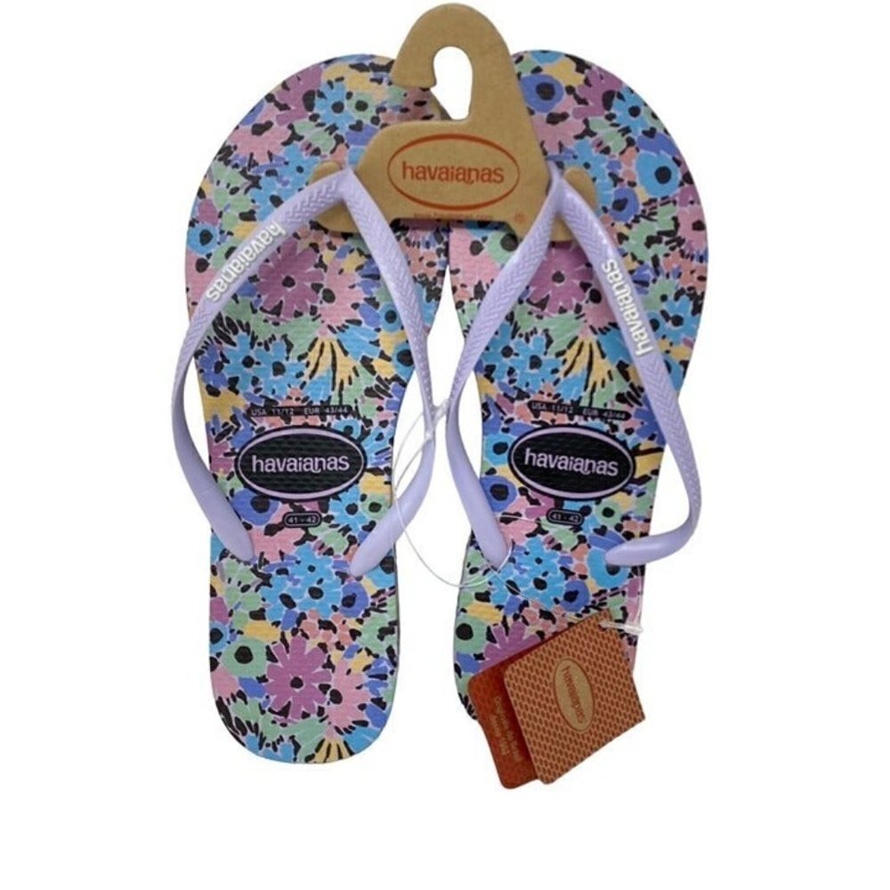 Havaianas Sz 11/12 Slim Romantic Floral Flip Flop Quiet Lilac